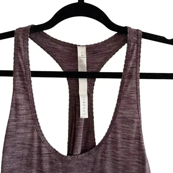 Lululemon Athletica 105 F Singlet Heathered Black Cherry Lightweight Tank Size 6 - Picture 4 of 5
